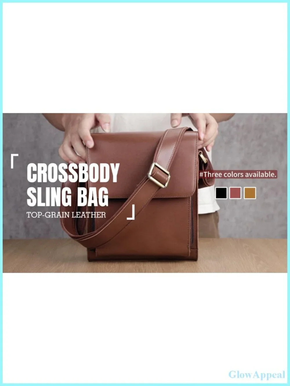 Genuine Cowhide Leather Crossbody Messenger Bag Work Travel Fits 9.7 iPad